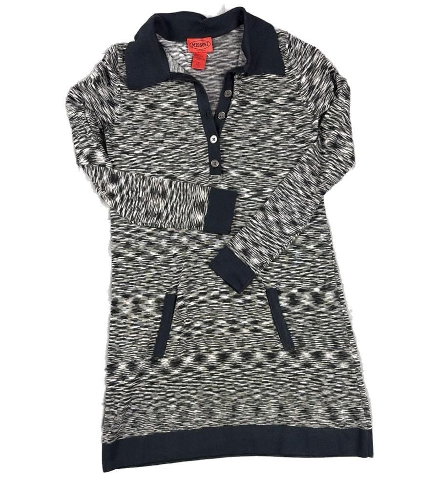 Missoni for Target Black and White Zig Zag Knit Long Sleeve Polo Dress 2
