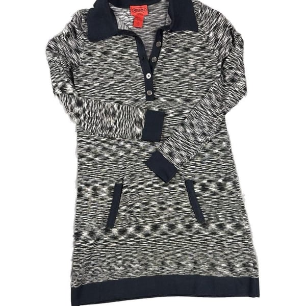 Missoni for Target Black and White Zig Zag Knit Long Sleeve Polo Dress