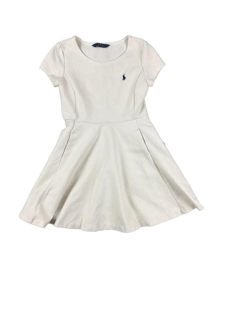 Polo Ralph Lauren Girls Cream Short Sleeve Fit-and-Flare Ponte Dress 2