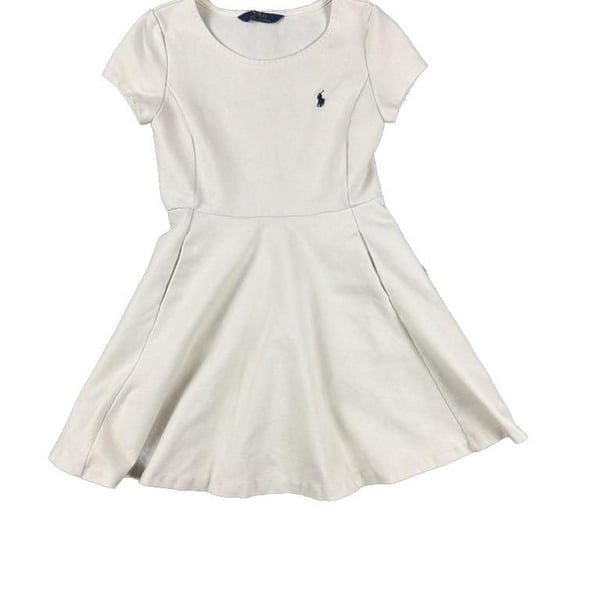 Polo Ralph Lauren Girls Cream Short Sleeve Fit-and-Flare Ponte Dress