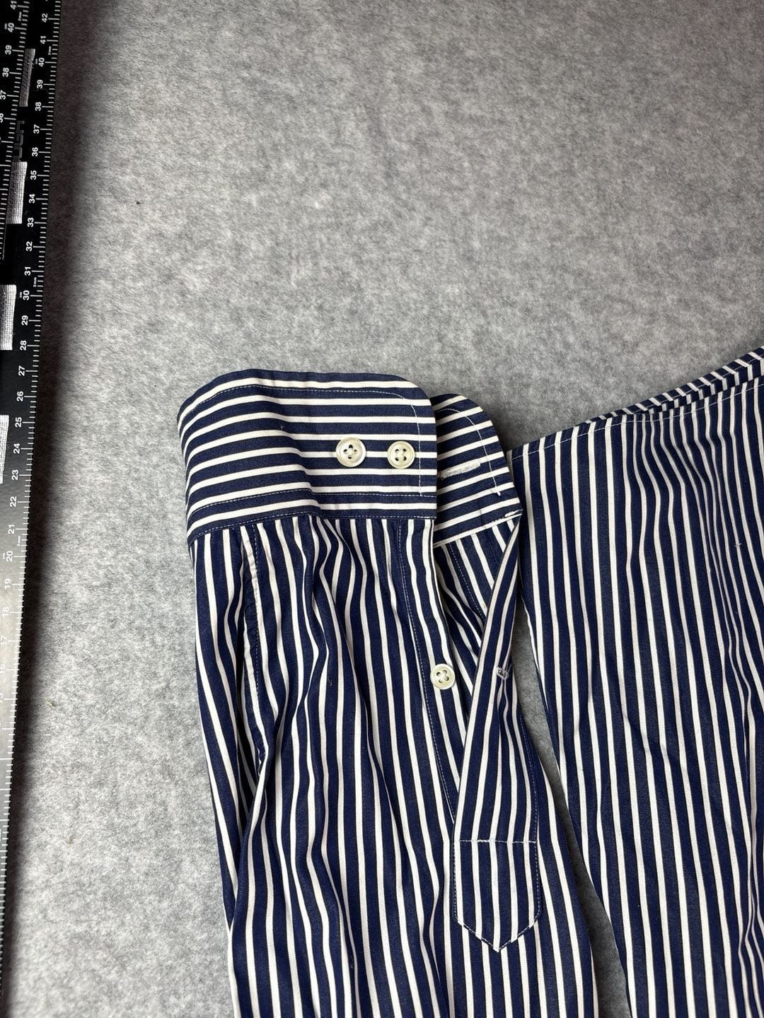 Polo Ralph Lauren Custom Fit Navy Blue White Striped Button Down Shirt 3