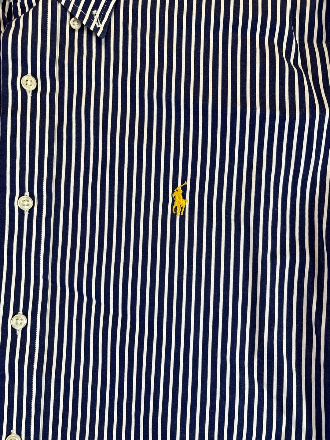 Polo Ralph Lauren Custom Fit Navy Blue White Striped Button Down Shirt 4