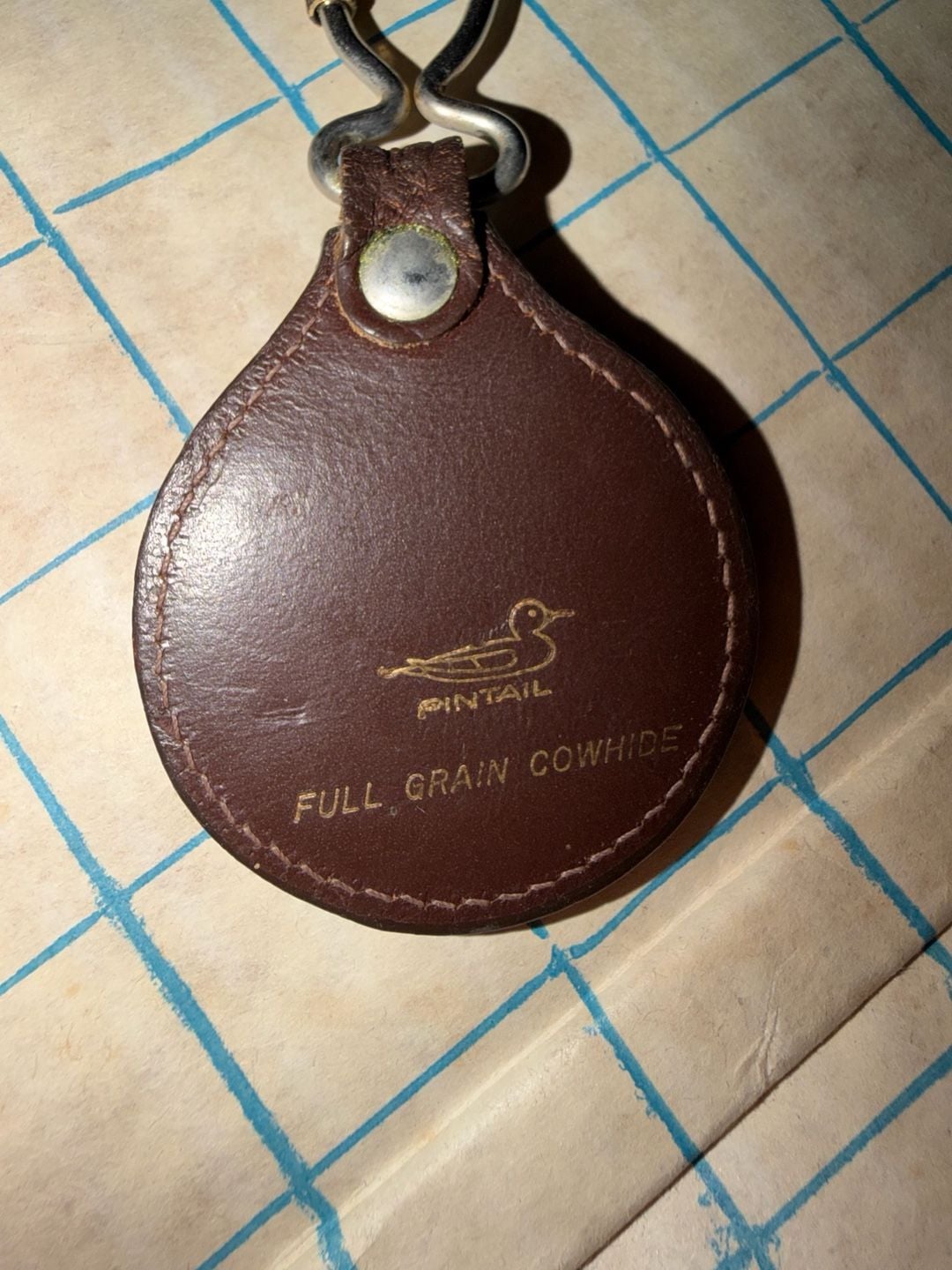Pintail Vintage Full Grain Cowhide Leather Keychain with Embroidered Golfer 3