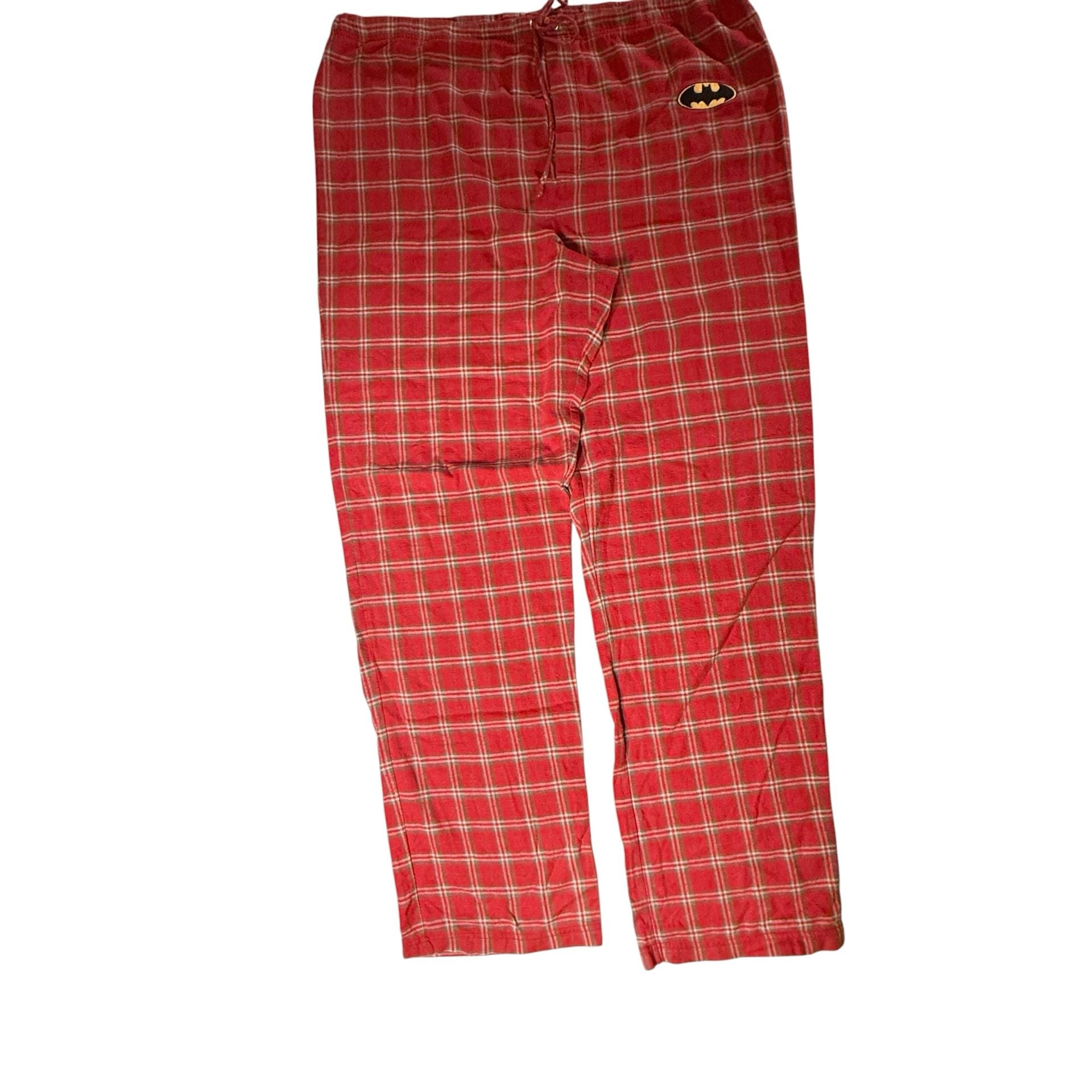 Vintage 2002 Warner Bros Studio Store Batman Plaid Pajama Pants Size XL 1