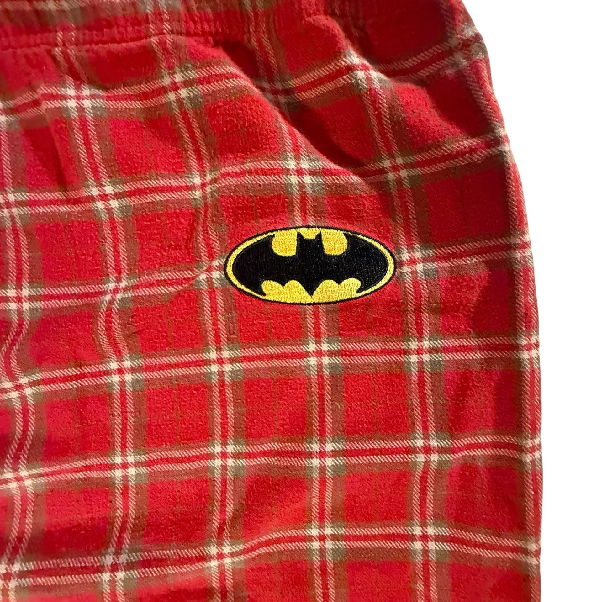 Vintage 2002 Warner Bros Studio Store Batman Plaid Pajama Pants Size XL 2
