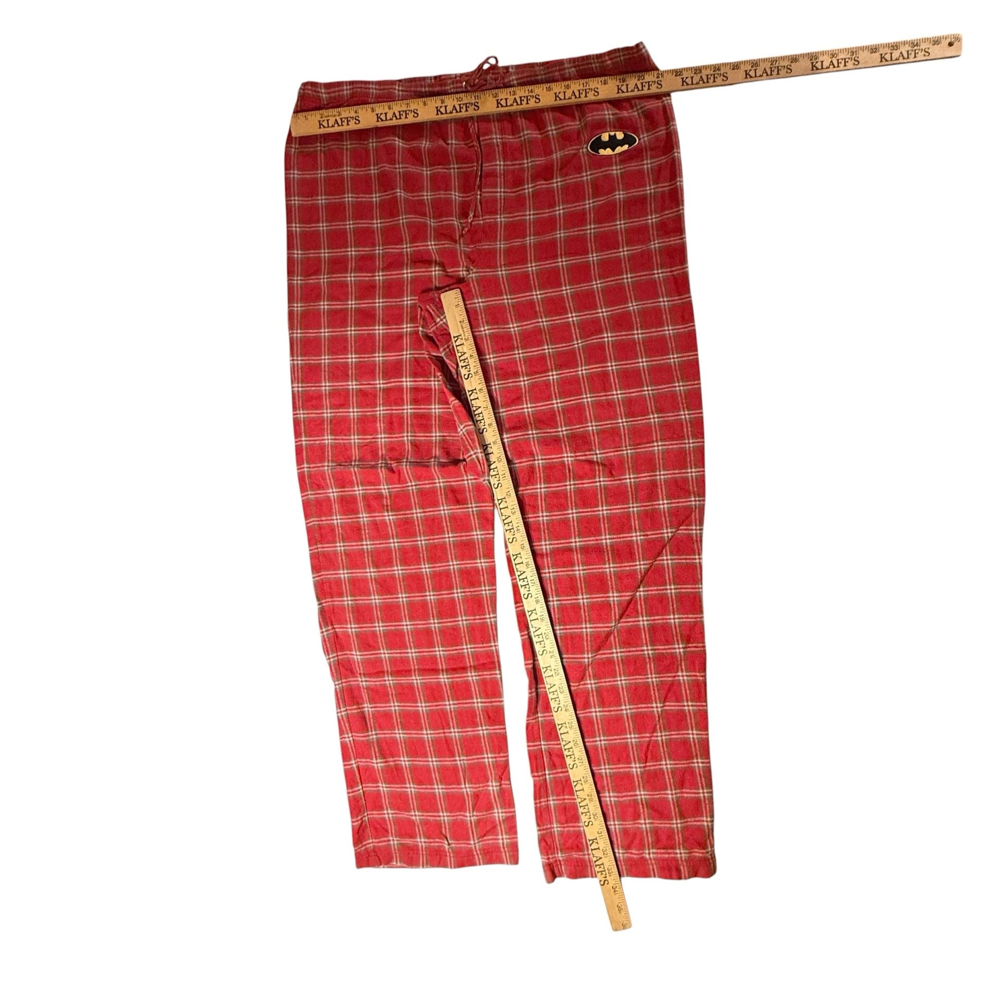 Vintage 2002 Warner Bros Studio Store Batman Plaid Pajama Pants Size XL 3