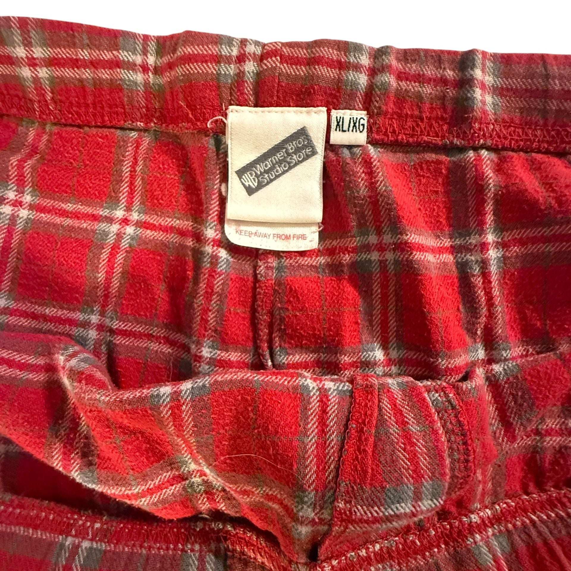 Vintage 2002 Warner Bros Studio Store Batman Plaid Pajama Pants Size XL 4