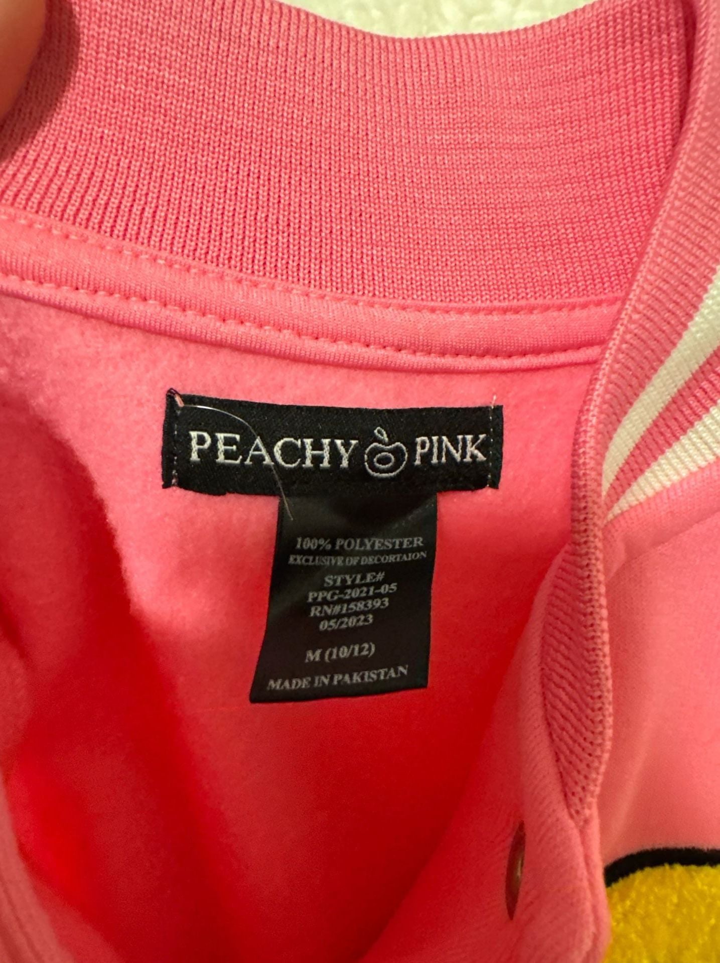 Peachy & Pink Girls Pink Smiley Face Varsity Jacket Size M (10/12) 5