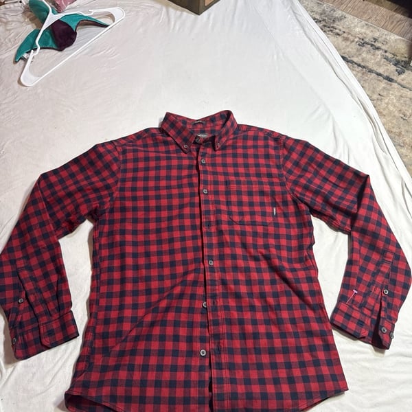 Eddie Bauer Mens Classic Fit Long Sleeve Flannel Shirt Red Black Buffalo Check M