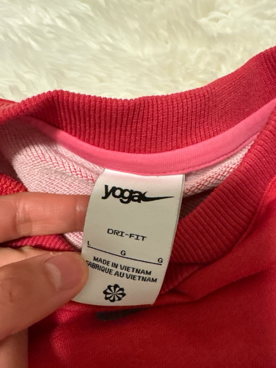 Nike Yoga Dri-FIT Cropped Fleece Crewneck Sweatshirt Pink Size Girls L 5