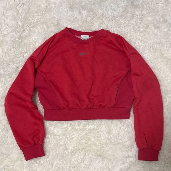 Nike Yoga Dri-FIT Cropped Fleece Crewneck Sweatshirt Pink Size Girls L
