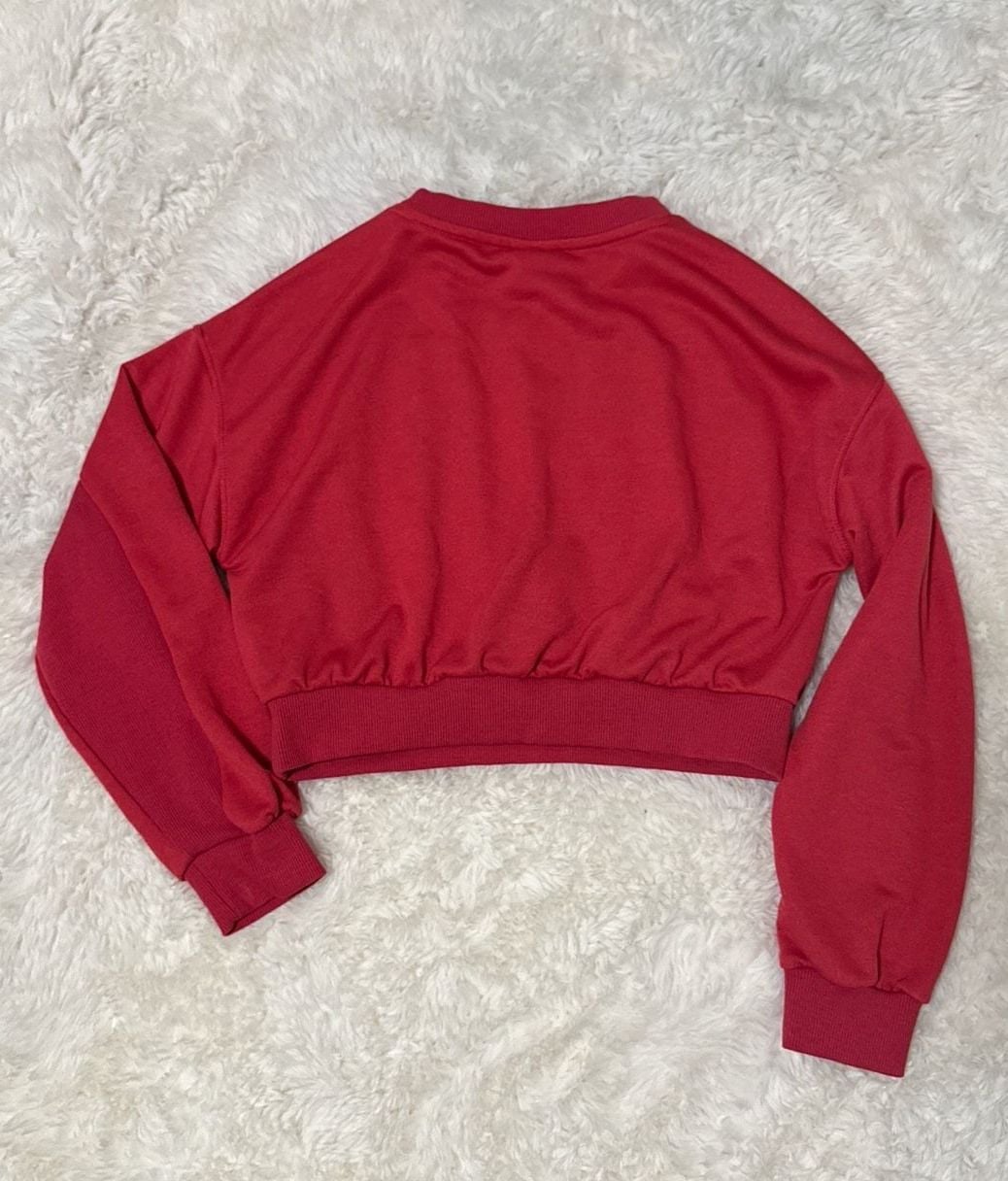 Nike Yoga Dri-FIT Cropped Fleece Crewneck Sweatshirt Pink Size Girls L 3
