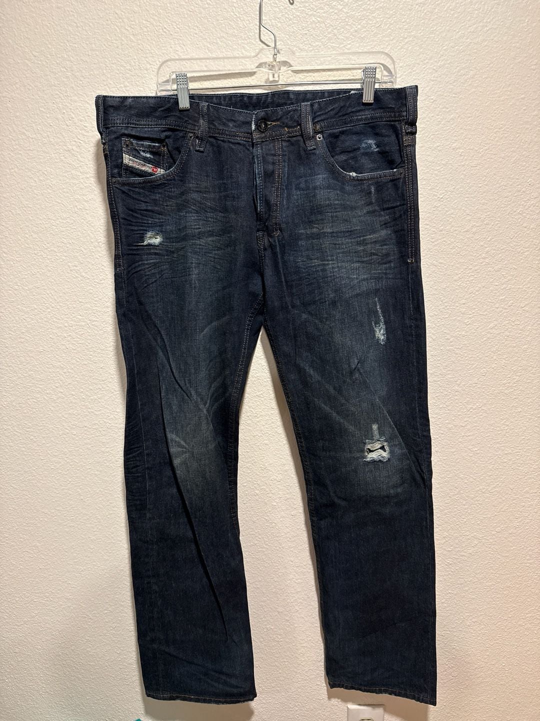 Diesel Krooley Distressed Tapered Jeans Wash 008YM Size 36x34 2