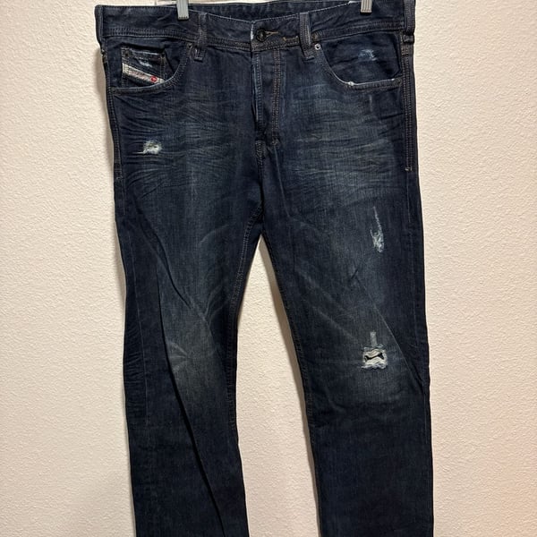 Diesel Krooley Distressed Tapered Jeans Wash 008YM Size 36x34