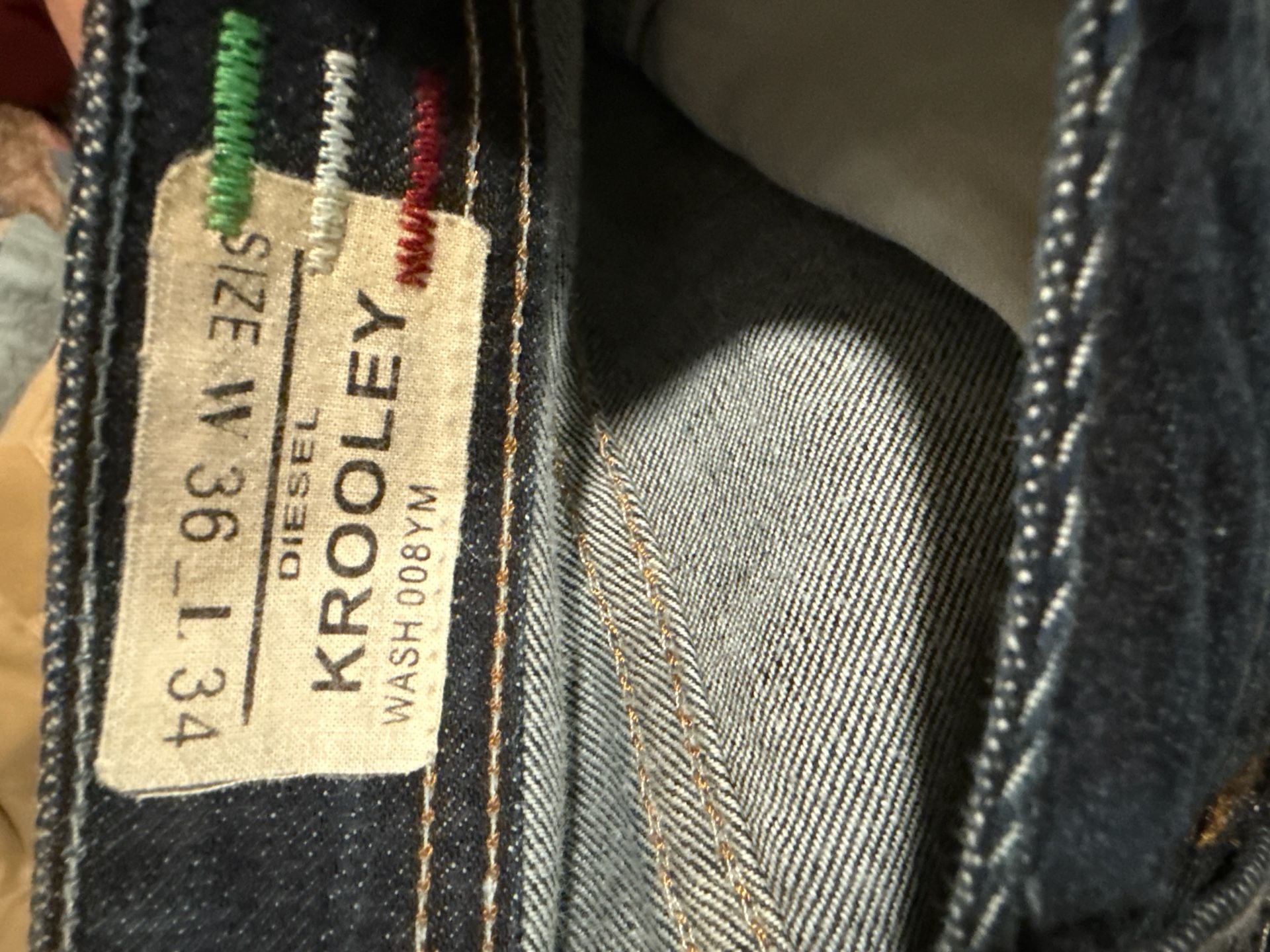 Diesel Krooley Distressed Tapered Jeans Wash 008YM Size 36x34 7