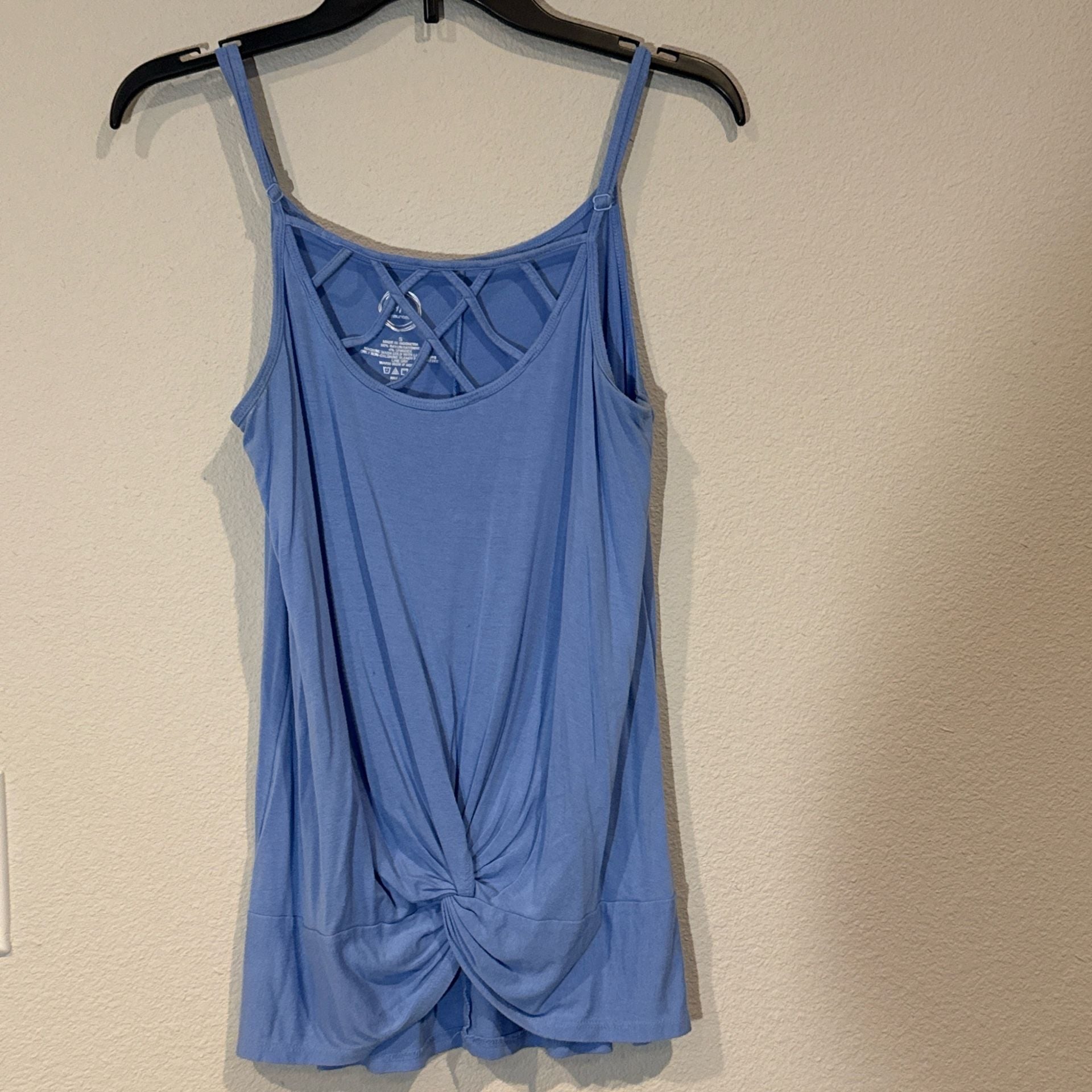 Maurices Light Blue Knot Front Lattice Neck Cami Tank Top Size S 2