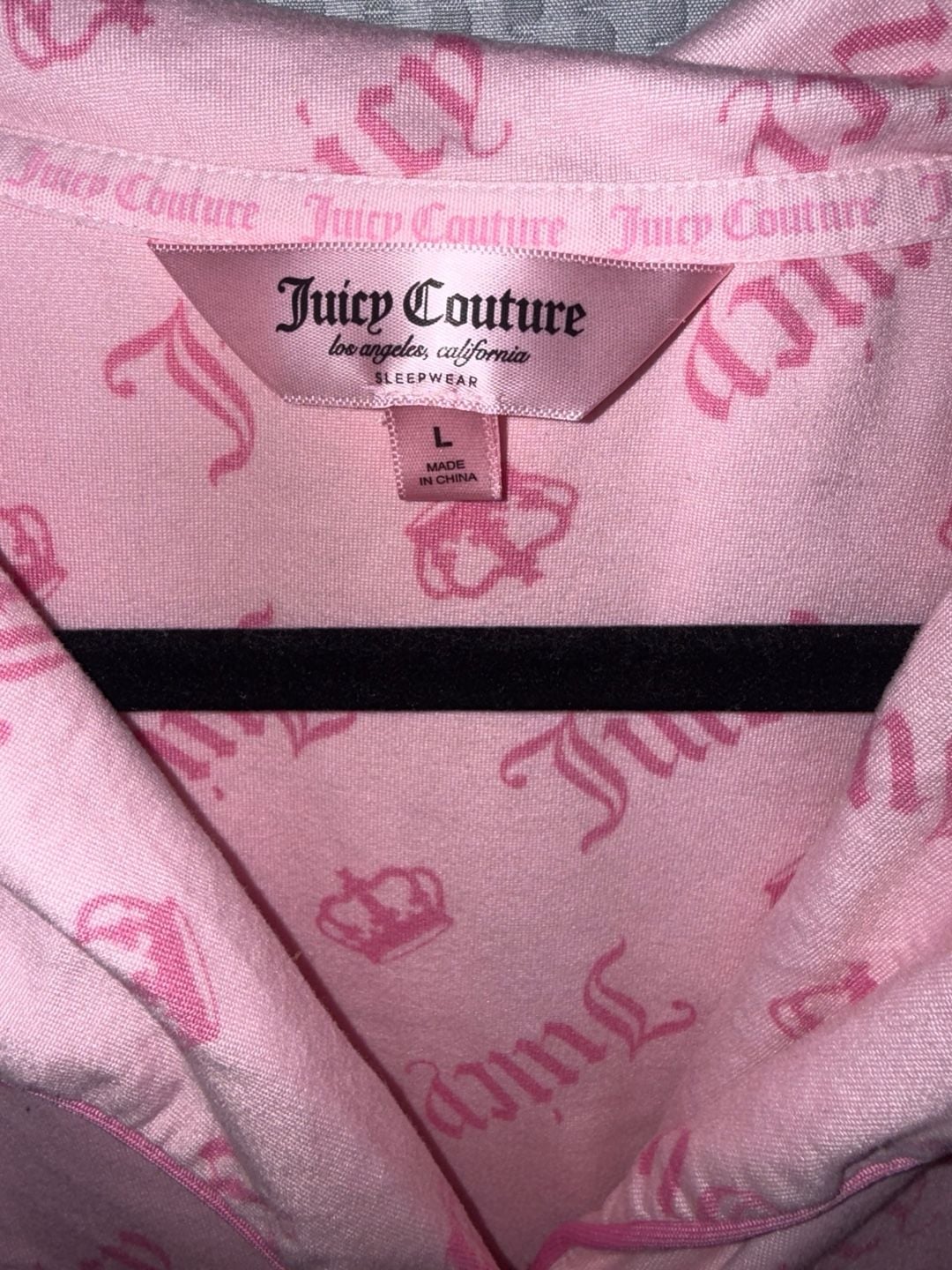 Juicy Couture Pink Logo Crown Print Pajama Set Size Large 2