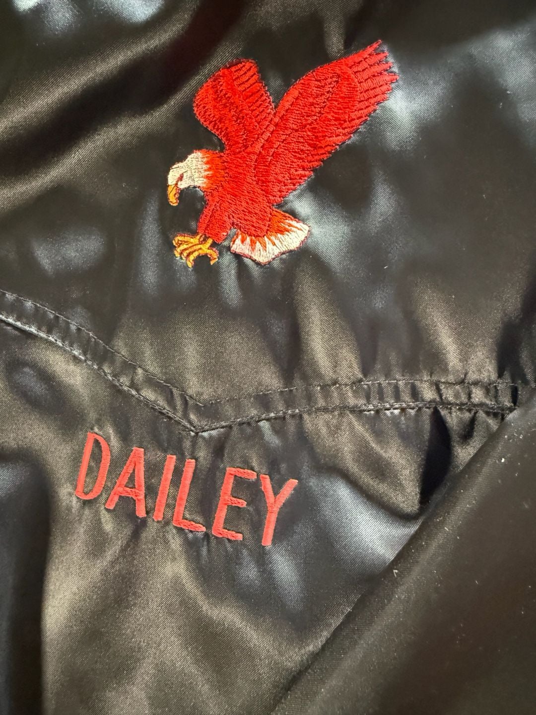 Vintage Ely Cattleman D Bar B Ranch Beaumont Texas Satin Bomber Jacket XL 5