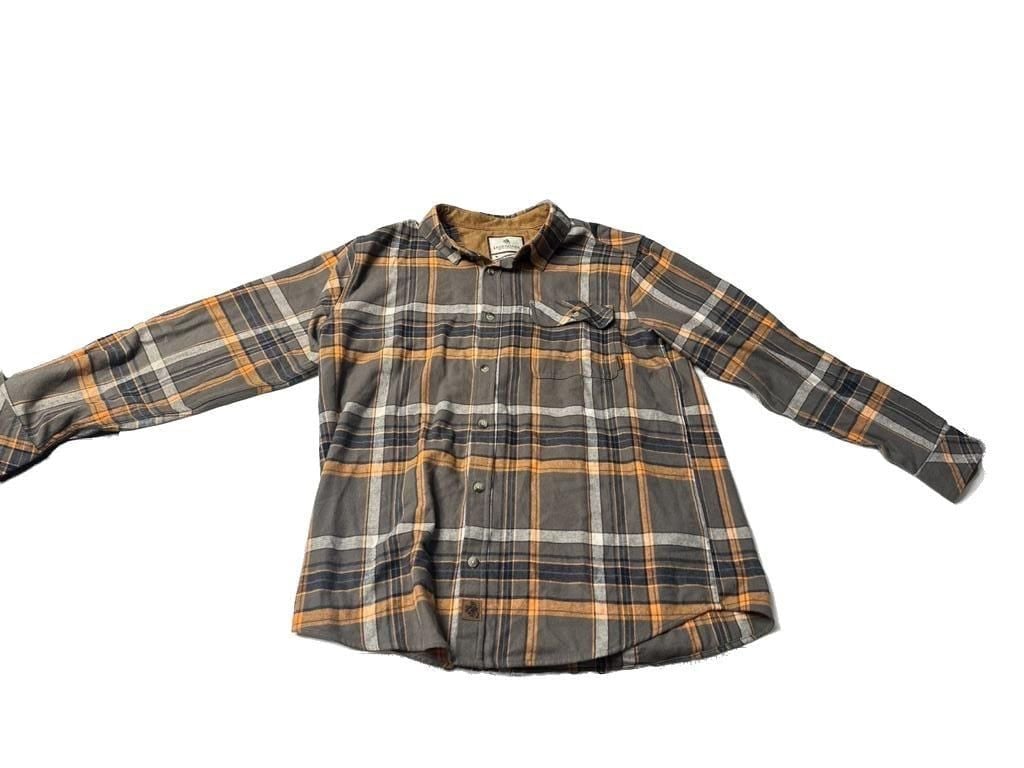 Legendary Whitetails Men's Buck Camp Flannel Shirt - Gray/Orange Plaid-Lg 2