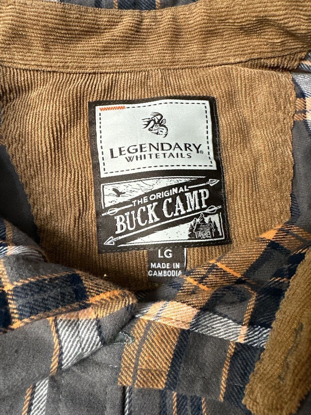 Legendary Whitetails Men's Buck Camp Flannel Shirt - Gray/Orange Plaid-Lg 3