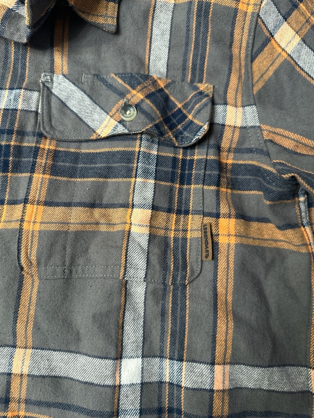 Legendary Whitetails Men's Buck Camp Flannel Shirt - Gray/Orange Plaid-Lg 5