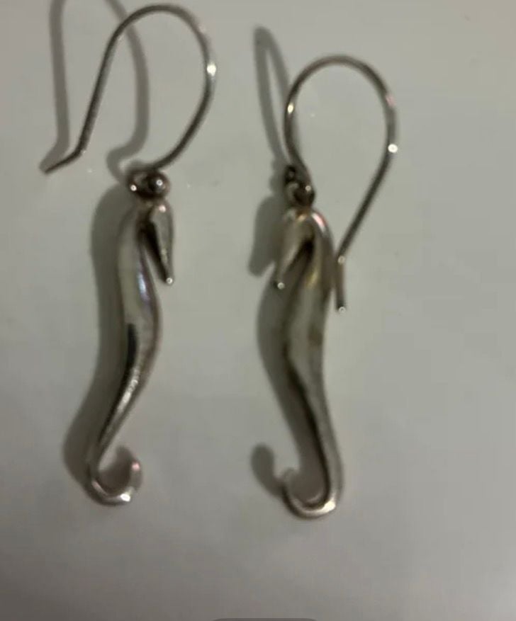 Polished Seahorse Earrings in Sterling Silver 2