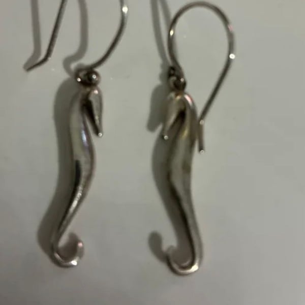 Polished Seahorse Earrings in Sterling Silver