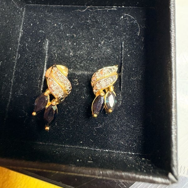 Gold Over Sterling Silver Sapphire & Diamond Accent Marquise Stud Earrings