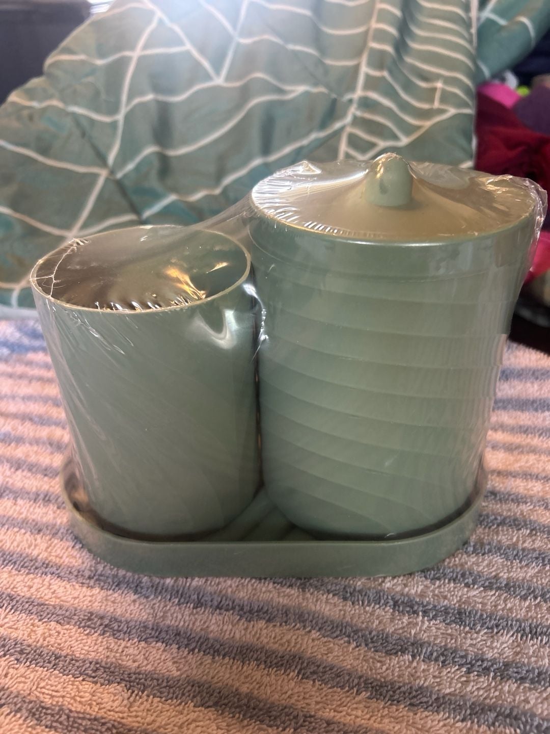 Horizon 3 Piece Jar with Tray Set Green Color Bullseye Playground Target 1