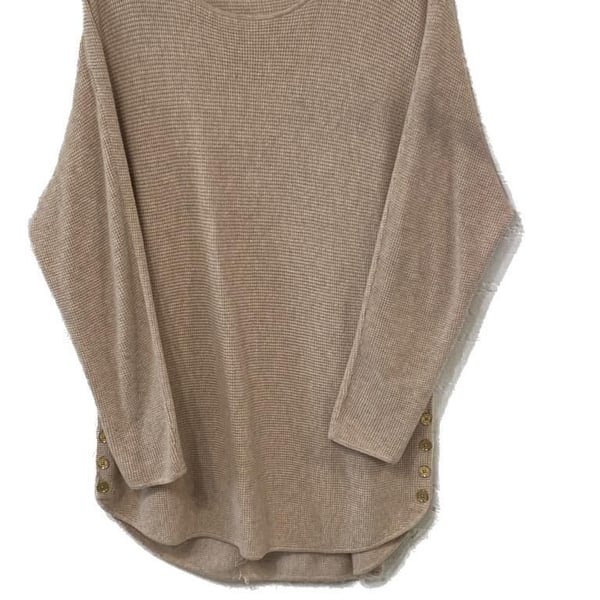 Michael Kors Women’s Size M Tan Waffle Knit Side-Button Tunic Sweater