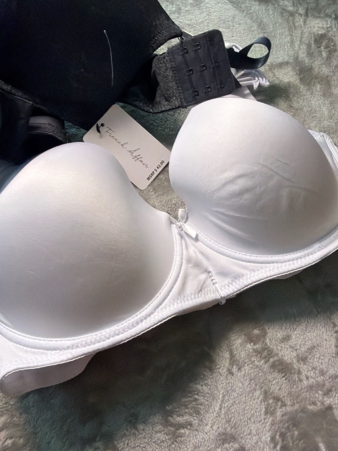 French Affair 2-Pack Padded Underwire T-Shirt Bras, Size 40D, White & Grey 4