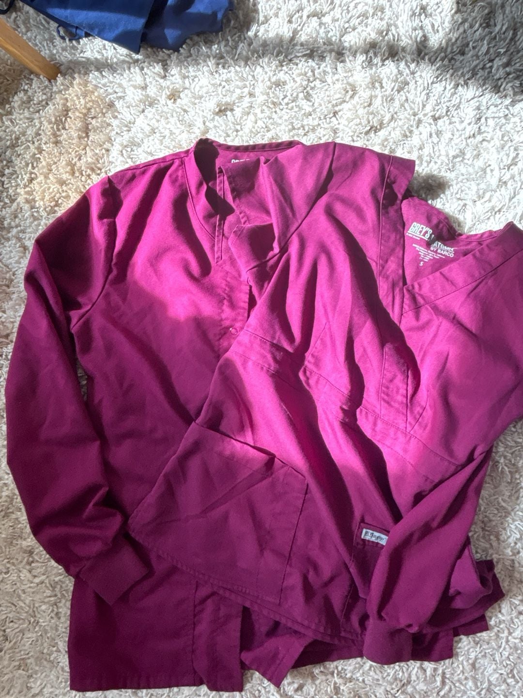 Grey's Anatomy Women's Scrub Set:(0046)Mock Wrap Top & Snap Front Jacket, Size S, Wine 1