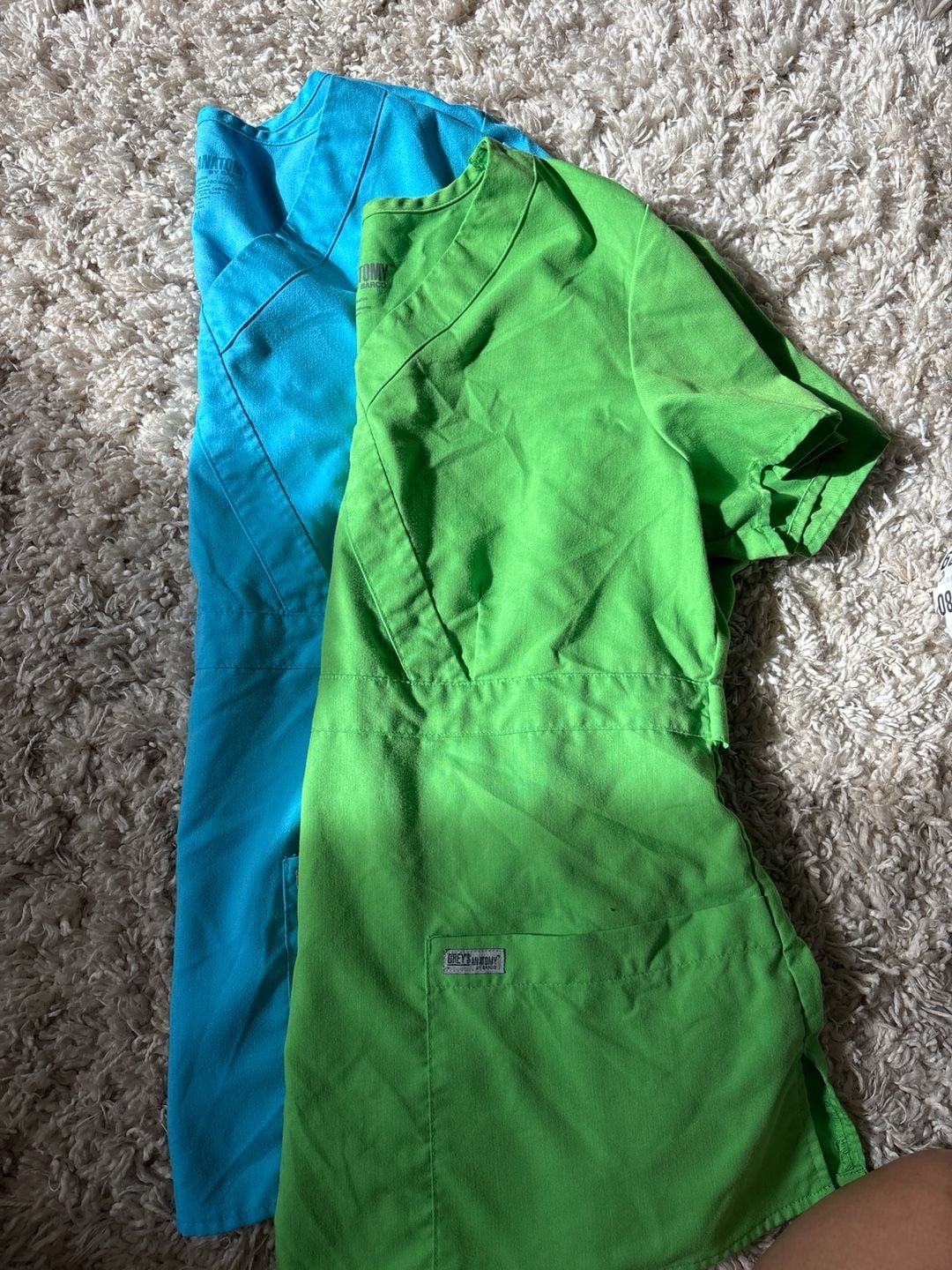 Grey's Anatomy by Barco Mock Wrap Scrub Tops Lot of 2 Green Blue Size M(0050) 2