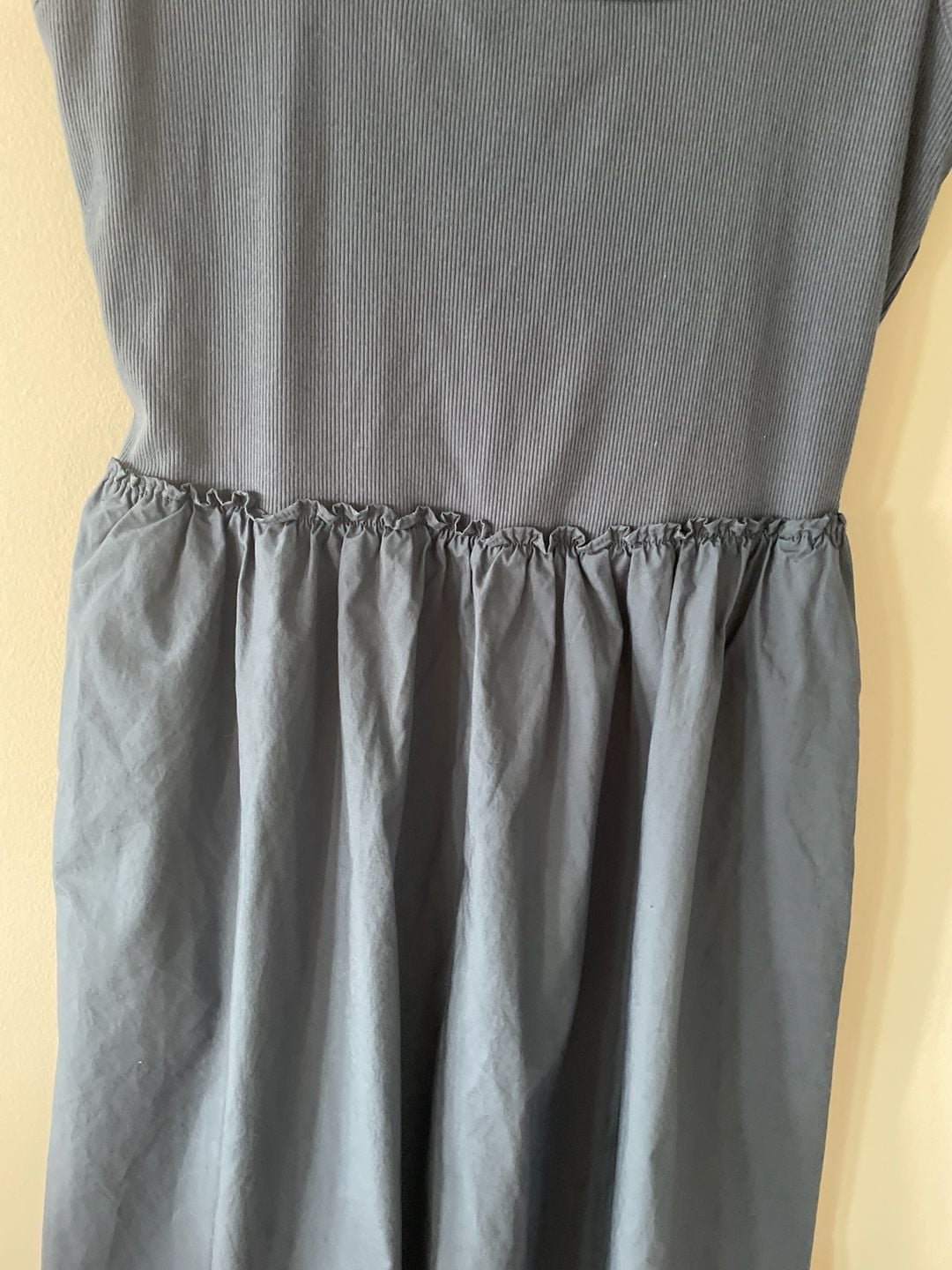 A New Day Blue Mixed Media Ribbed Tank Midi Dress with Pockets Size M 3