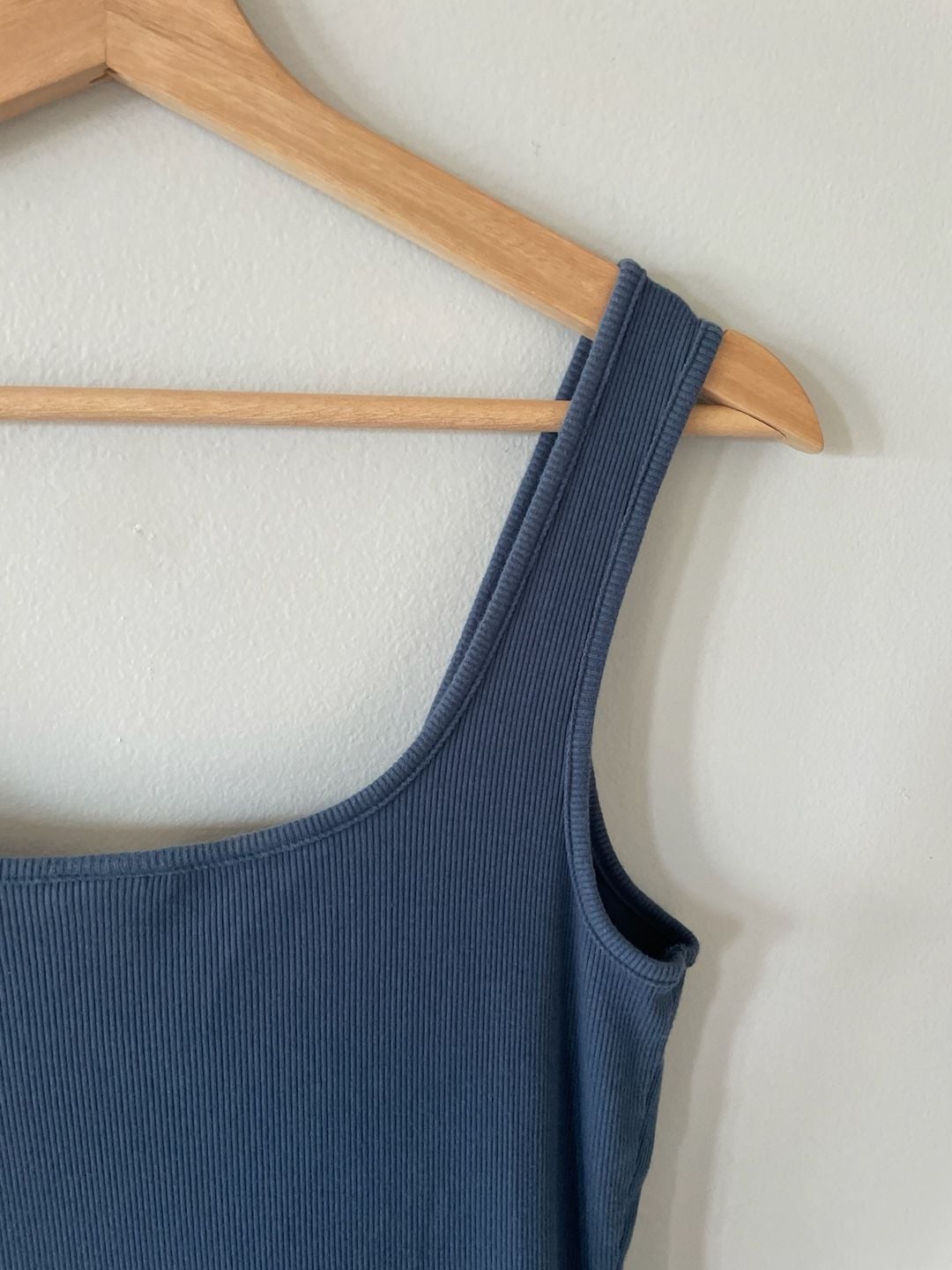 A New Day Blue Mixed Media Ribbed Tank Midi Dress with Pockets Size M 11