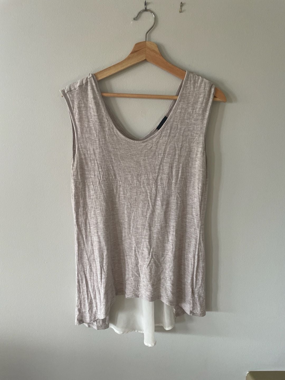 Maison Du Soir Women's Beige Petty Sleeveless Racerback Tank Top Size L 2