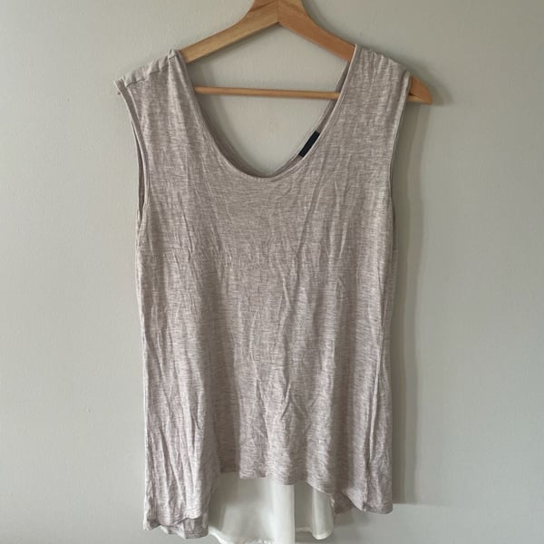 Maison Du Soir Women's Beige Petty Sleeveless Racerback Tank Top Size L