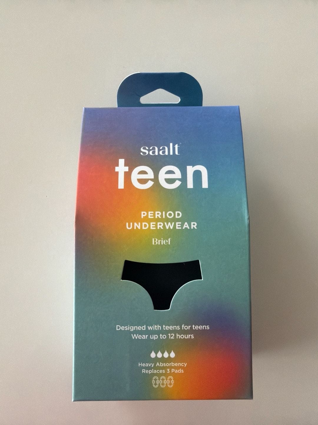 Saalt Teen Period Underwear Brief, Heavy Absorbency, Black 1