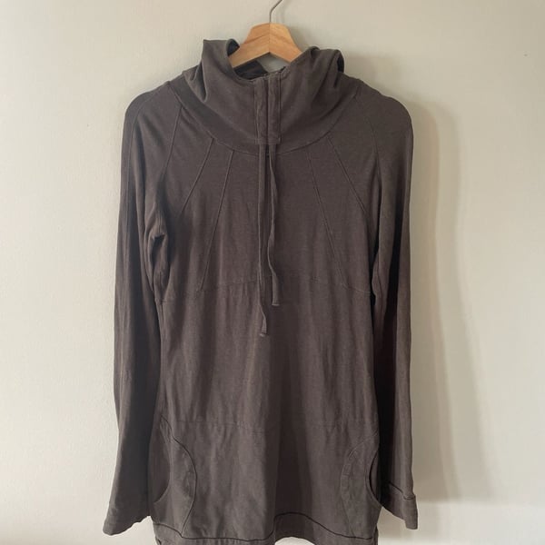 prAna Milani Cowl Neck Hoodie Tunic Brown Size S