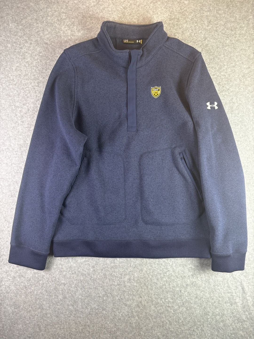 Under Armour Specialist Sweater Fleece Quarter Zip Pullover Navy Blue Size Large 2