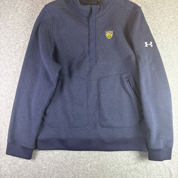 Under Armour Specialist Sweater Fleece Quarter Zip Pullover Navy Blue Size Large