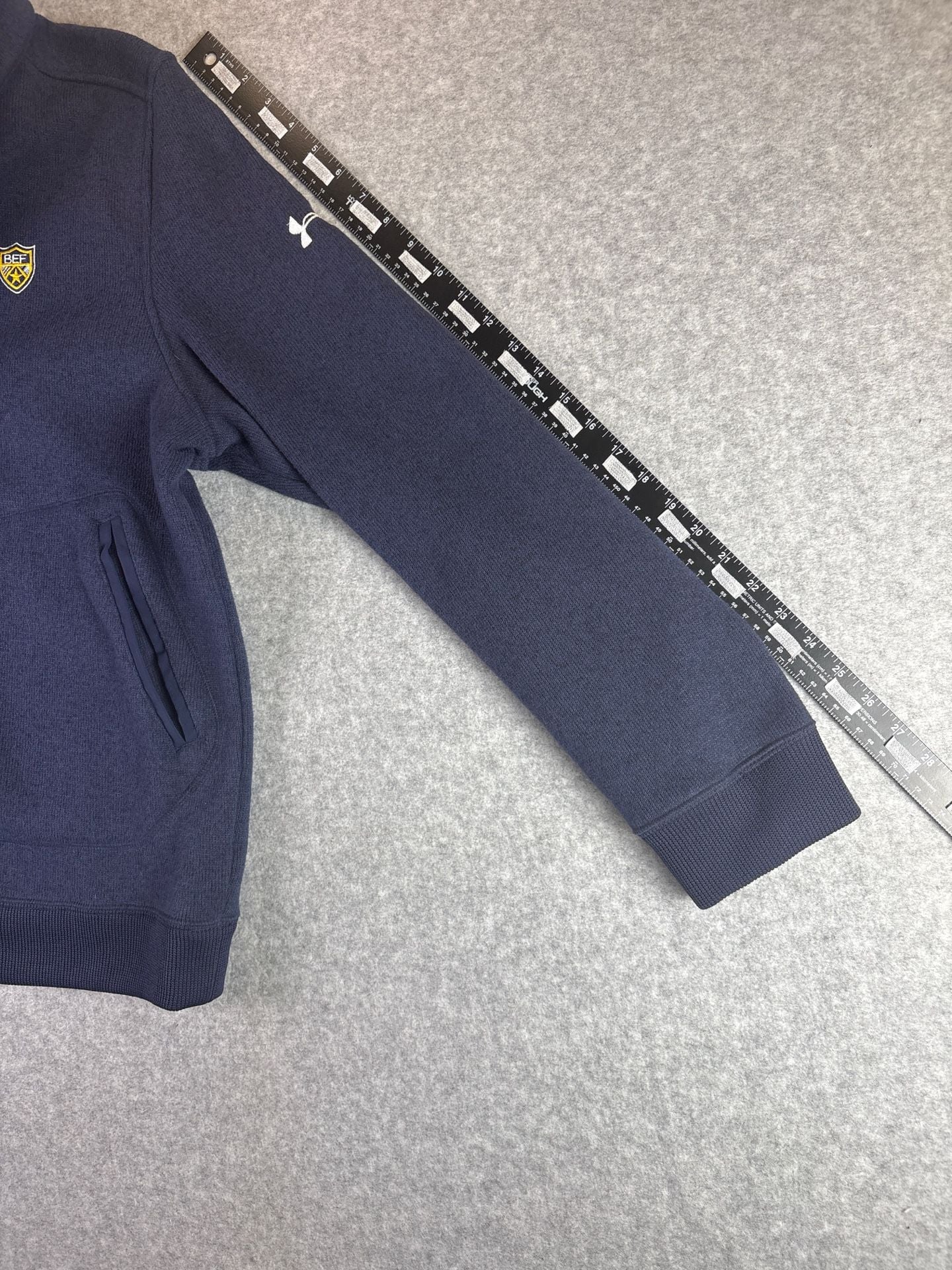 Under Armour Specialist Sweater Fleece Quarter Zip Pullover Navy Blue Size Large 7