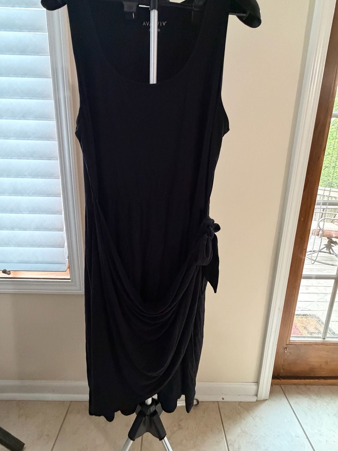 Ava & Viv Black Sleeveless Side-Tie Draped Knit Midi Dress 2