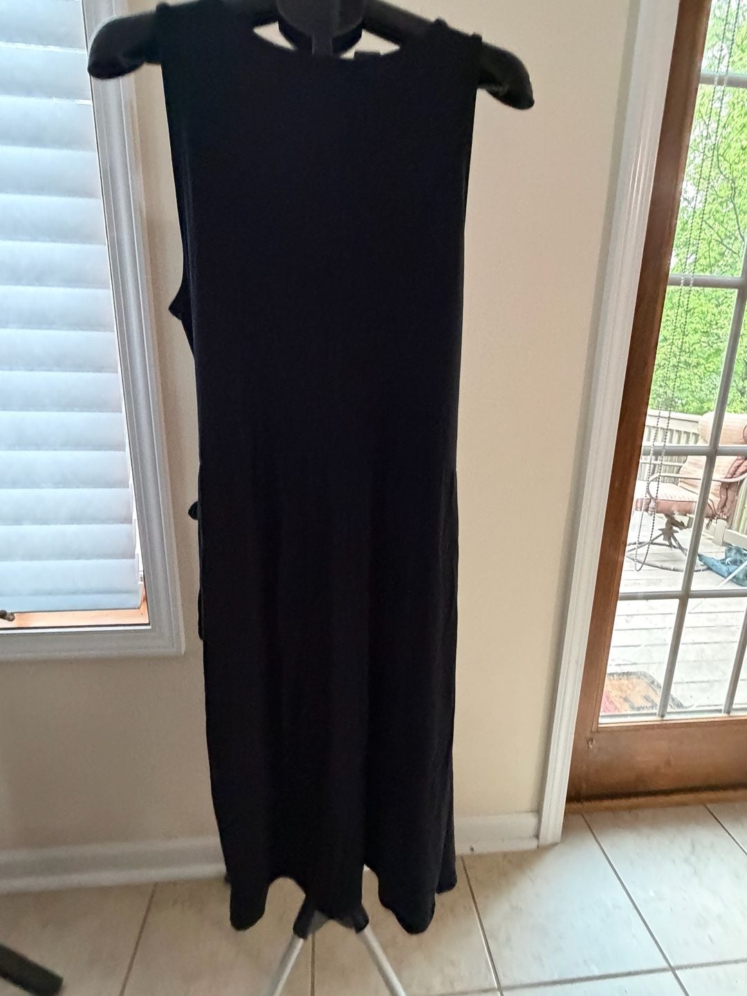 Ava & Viv Black Sleeveless Side-Tie Draped Knit Midi Dress 5
