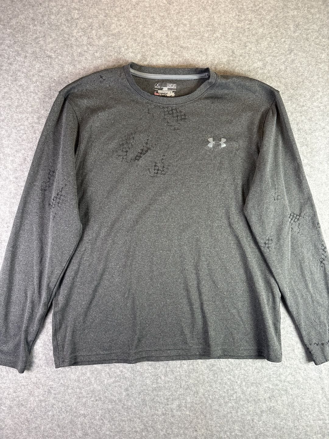 Under Armour HeatGear Long Sleeve Athletic Shirt Grey Size Medium 2