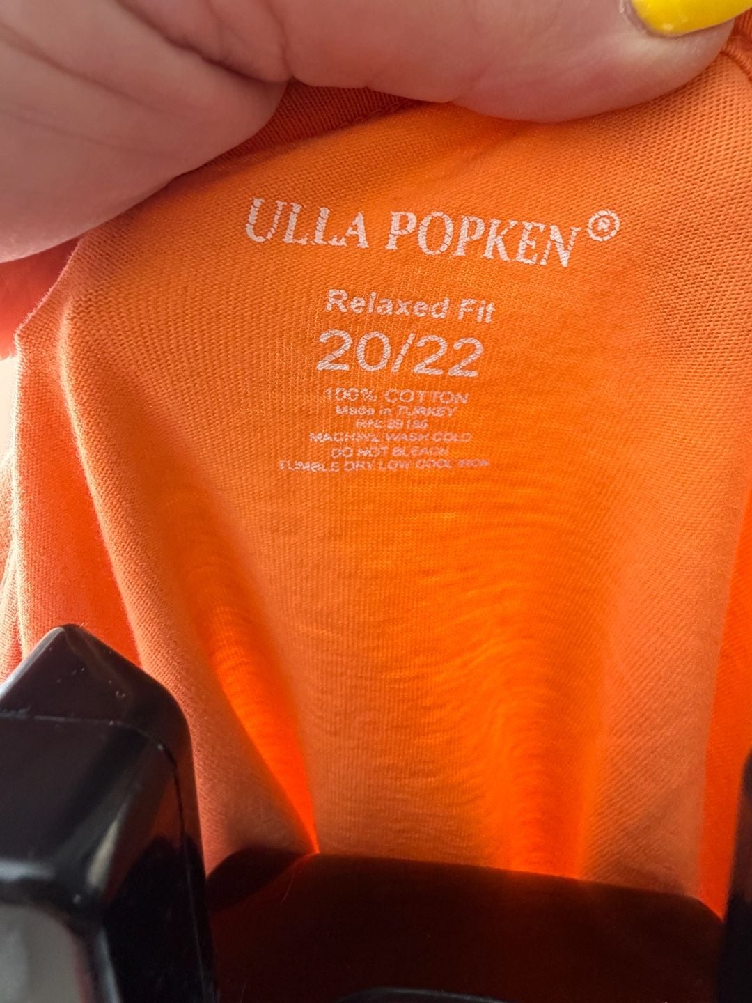 Ulla Popken Orange Relaxed Fit 3/4 Sleeve Split Neck Cotton Top Size 20/22 5