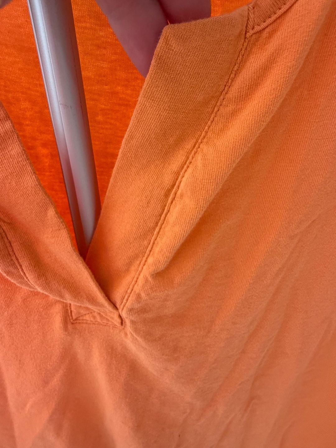 Ulla Popken Orange Relaxed Fit 3/4 Sleeve Split Neck Cotton Top Size 20/22 6