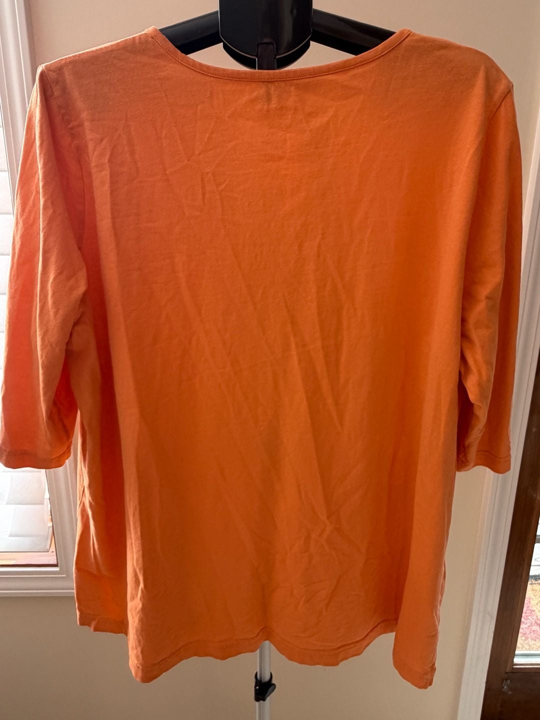 Ulla Popken Orange Relaxed Fit 3/4 Sleeve Split Neck Cotton Top Size 20/22 7