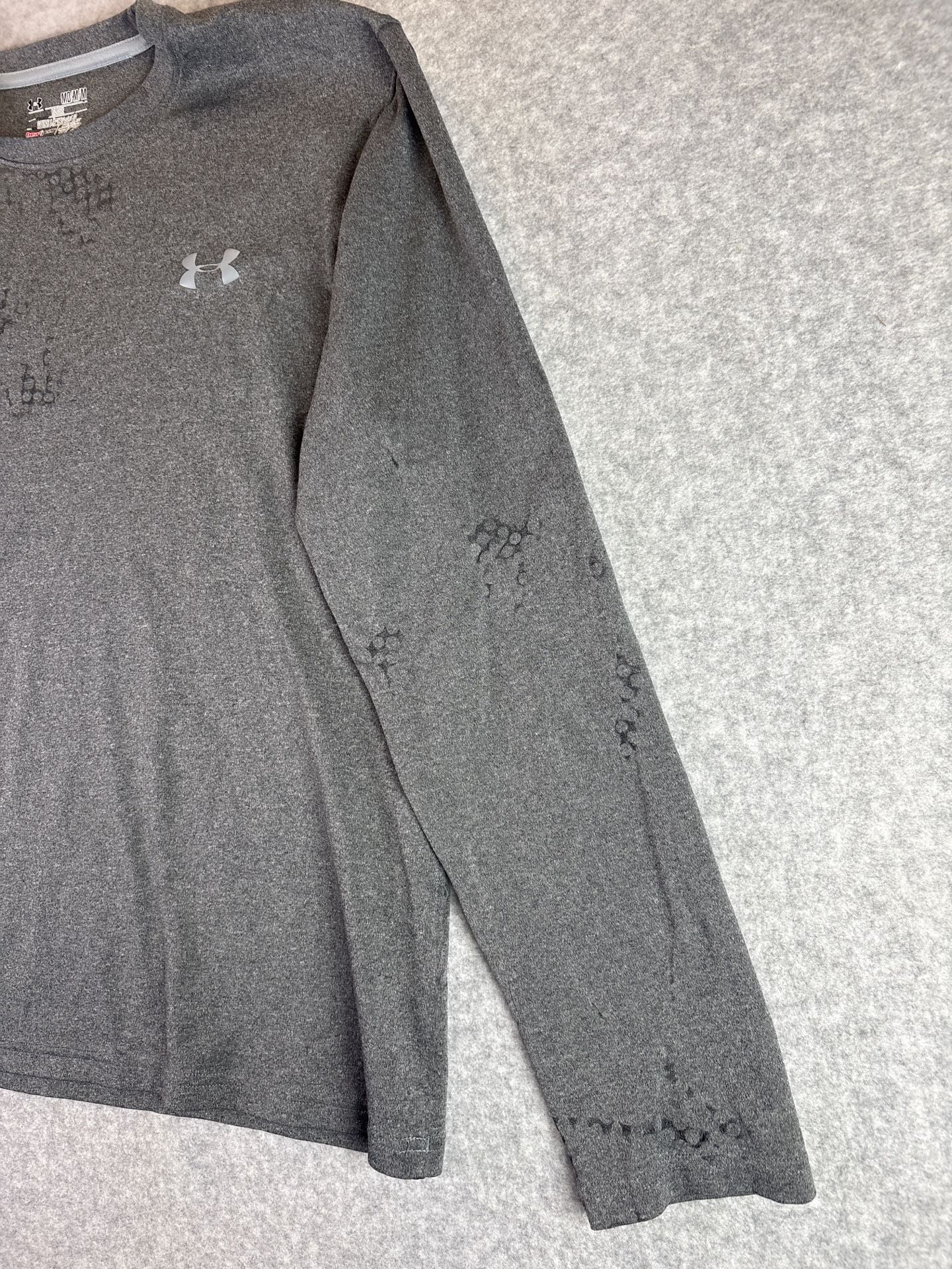 Under Armour HeatGear Long Sleeve Athletic Shirt Grey Size Medium 3