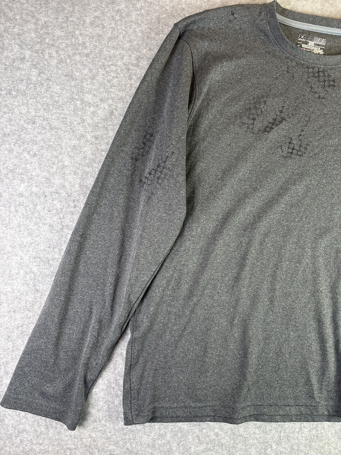 Under Armour HeatGear Long Sleeve Athletic Shirt Grey Size Medium 6